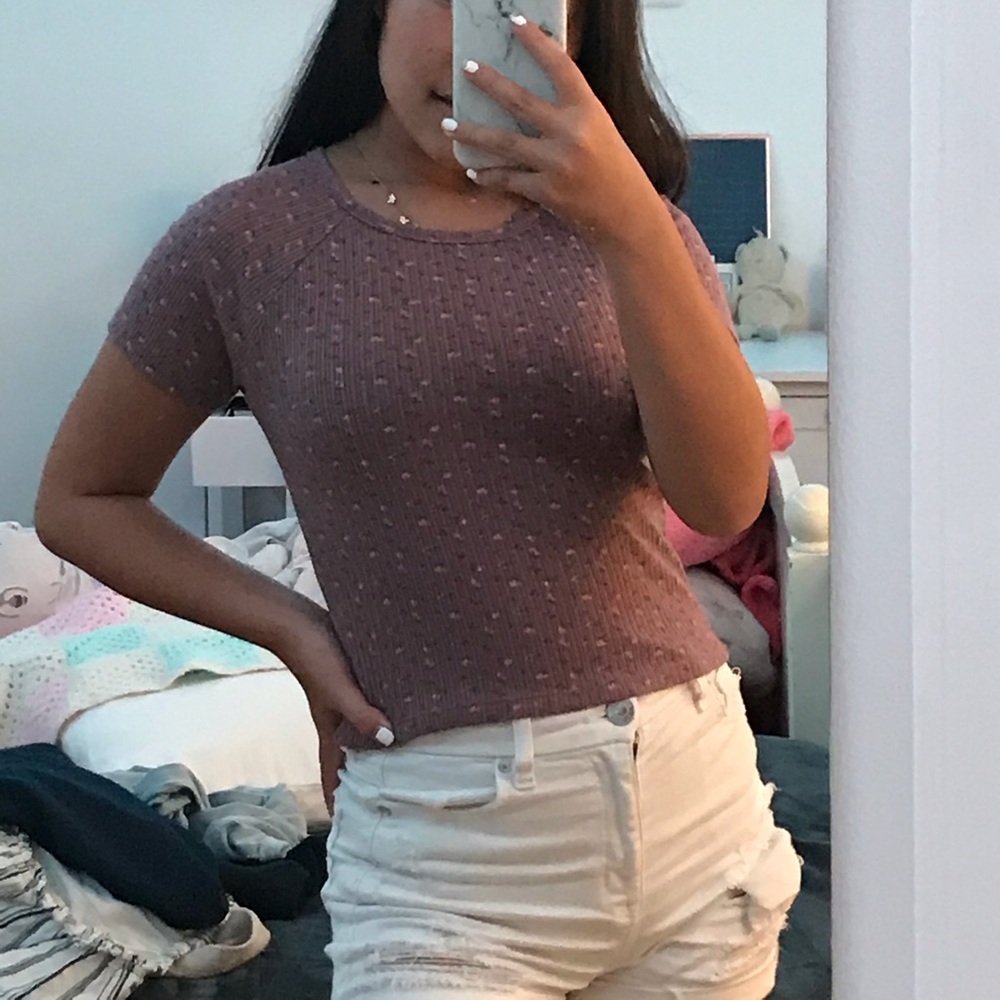 The CUTEST American Eagle Plum Baby Doll Tee